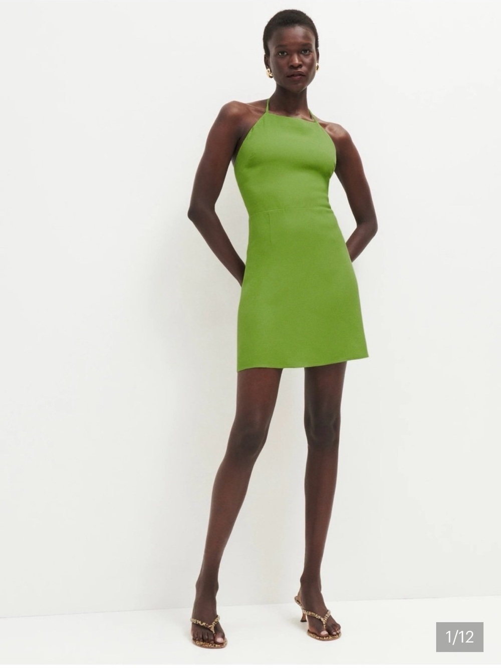 Reformation Mini Dress in Square Green